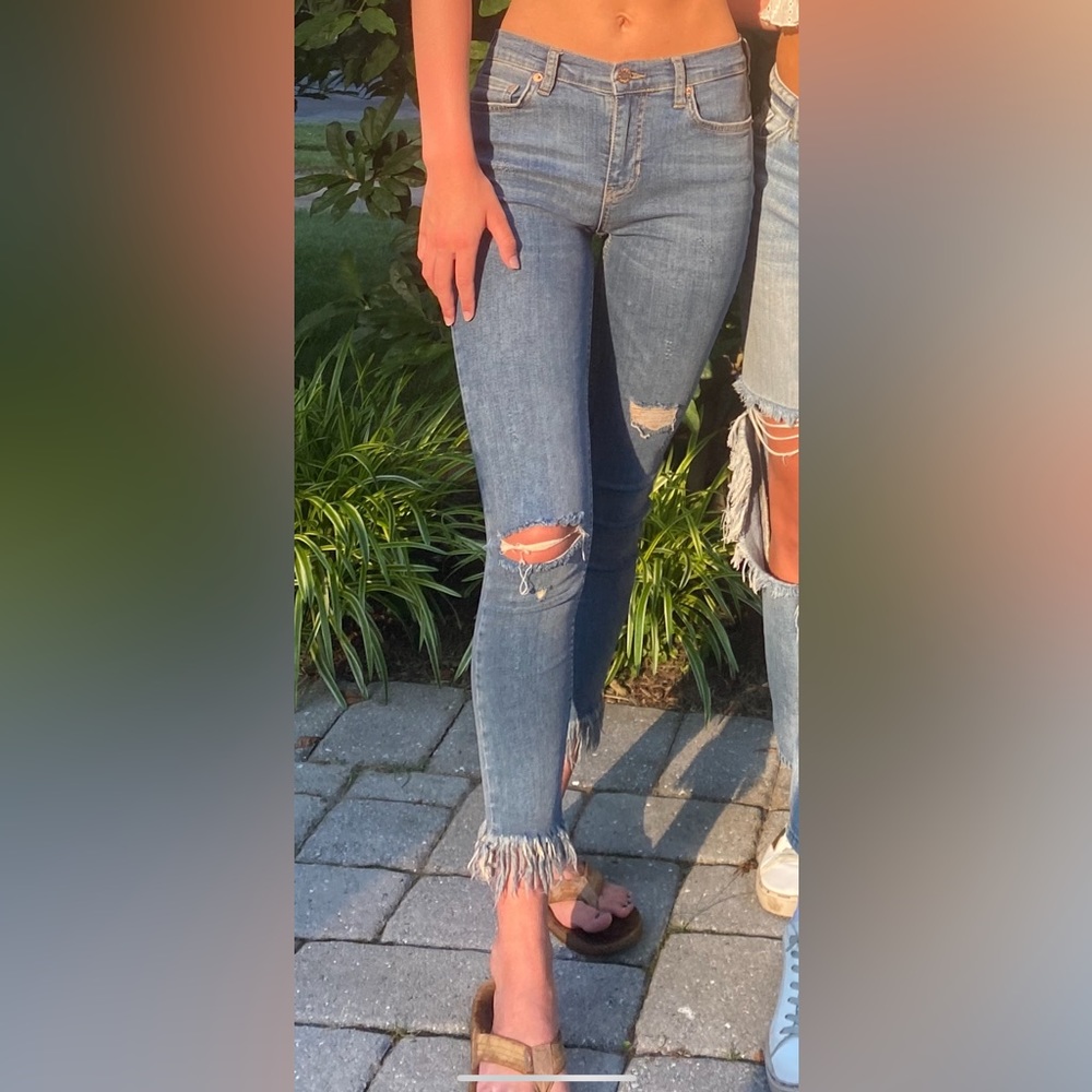 Free People Great Heights Jeans Frayed Ankle